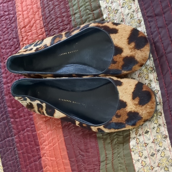 GUISEPPE ZANOTTI* pony hair leopard print ballet flats w/rubber resole for wear - Picture 3 of 8
